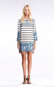 Emilio Pucci Blue White Stripes Mixed Print Short Dress