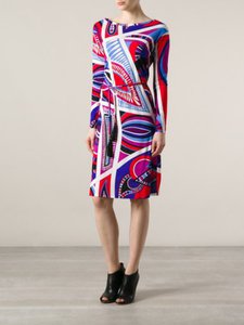 EMILIO PUCCI Purple Multicolor Pattern Print Mini Dress