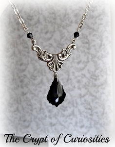 Black Swarovski filigree necklace,