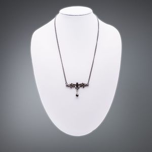 Black Necklace With Bat And Pearl