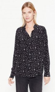 EQUIPMENT SIGNATURE SILK SHIRT TRUE BLACK MULTI MIDNIGHT IN PARIS PRINT