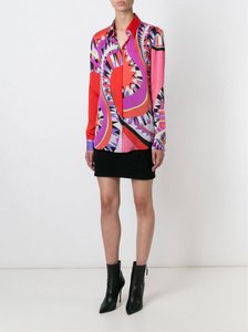 Emilio Pucci Multi-colored Graphic Printed Shirt Blouse Red