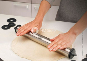 Скалка с кольцами для регулировки Joseph Joseph Adjustable Rolling Pin 100, Brushed Metal