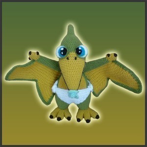 Amigurumi Pattern Crochet Baby Pterosaur Dinosaur DIY Instant Digital Download PDF