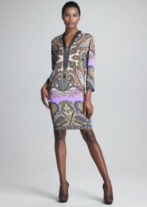 Emilio Pucci Three-Quarter-Sleeve V-Neck Mini Dress