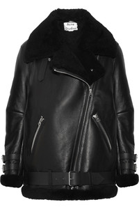 Acne Studios Velocite leather-trimmed shearling biker jacket