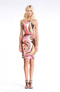 Emilio Pucci Coral Flower Power Print Mini Dress