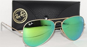 зелёные Rayban Aviator Large Metal Gold Green Mirror 58mm