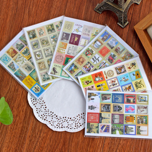 4 sheets Vintage Paper Stamp Stickers