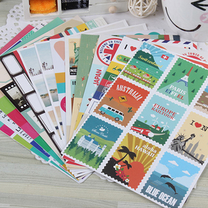 12 sheets Vintage Travel Stamps Stickers