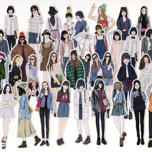 33pcs Self-made Beautiful Girl Stickers