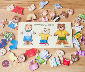 Пазл-игра "Переодень семью мишек" Melissa and Doug