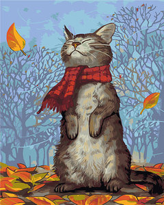 Картина по номерам Артвентура «Кот в шарфе»