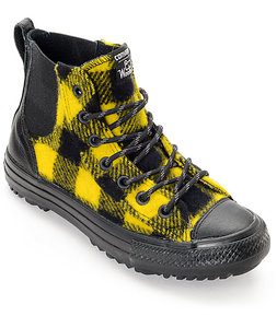 Converse x Woolrich Chelsee CTAS Hi Black & Yellow Buffalo Plaid Shoes