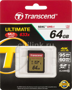 Карта памяти SDXC UHS-I U3 TRANSCEND Ultimate 64 ГБ