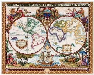 Olde World Map Cross Stitch Kit