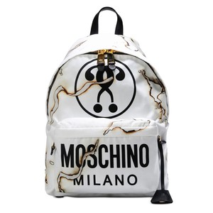 Moschino Cigarette Burn Womens Techno Fabric Backpack White