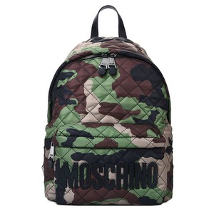 Moschino Military Couture Womens Quilted Techno Fabric Backpack Military Green