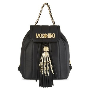 Moschino Skeleton Hand Womens Small Leather Backpack Black