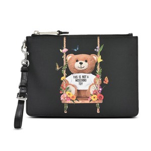 Moschino Botanical Bear Womens Leather Clutch