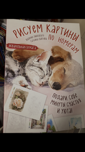 Книна с 14 картинами по номерам для рисования акварельным карандашами
