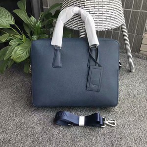 Prada 2VE363 Saffiano Leather Briefcase In Blue