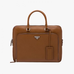Prada 2VE369 Leather Briefcase In Brown