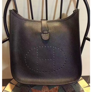Hermes Evelyne Bag Clemence Leather Palladium Hardware In Black