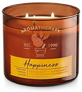 Bath & Body Works Aromatherapy Scented Candle "HAPPINESS" - Bergamot + Mandarin