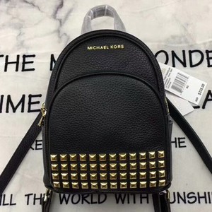 MICHAEL Michael Kors Abbey Extra-Small Studded Leather Backpack Black