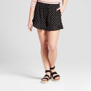 black polka dot chiffon shorts