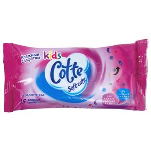 Влажные салфетки "Cotte Kids", 15 шт