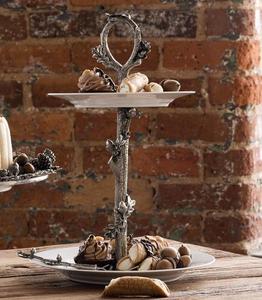 Acorn Oak & Leaf Dessert Stand - Handcrafted Pewter Tableware by Vagabond House - Vagabond House / Arthur Court