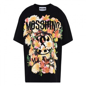 MOSCHINO FLORAL QUESTION T-SHIRT BLACK