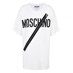 MOSCHINO LOGO ZIP T-SHIRT WHITE