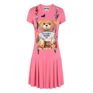 MOSCHINO BOTANICAL BEAR SHORT DRESS PINK