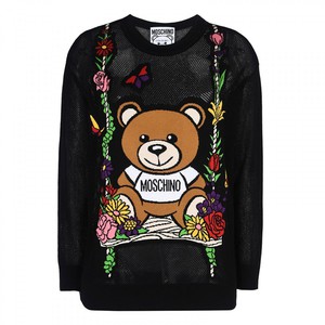 MOSCHINO BOTANICAL BEAR SWEATER BLACK