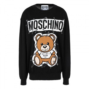 MOSCHINO PIN BEAR SWEATER BLACK