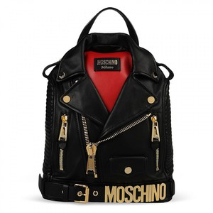 MOSCHINO BIKER JACKET BACKPACK BLACK