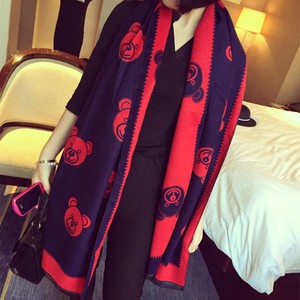 MOSCHINO TEDDY BEARS SCARF NAVY BLUE/RED