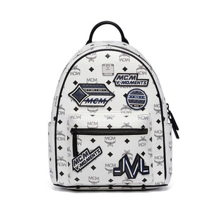MCM Medium Stark Victory Patch Visetos Backpack In White