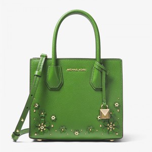 MICHAEL Michael Kors Mercer Floral Embellished Leather Tote Green