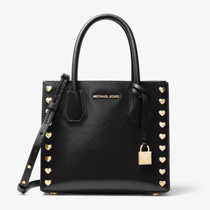 MICHAEL Michael Kors Mercer Heart Studded Leather Tote Black