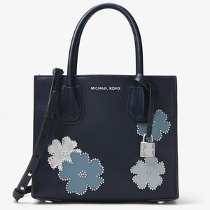 MICHAEL Michael Kors Mercer Floral Studded Leather Tote Navy Blue
