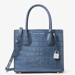 MICHAEL Michael Kors Mercer Embossed-Leather Tote Sky Blue