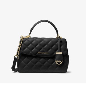 MICHAEL Michael Kors Ava Small Quilted-Leather Satchel Black