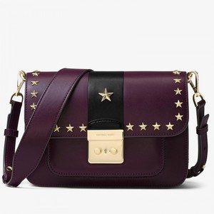 MICHAEL Michael Kors Sloan Editor Star Studded Leather Shoulder Bag Purple/Black