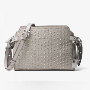 MICHAEL Michael Kors Bristol Studded Leather Crossbody Grey