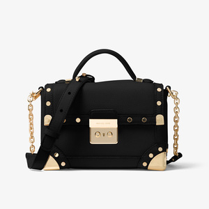 MICHAEL Michael Kors Cori Small Leather Trunk Bag Black