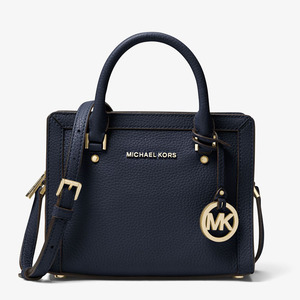 MICHAEL Michael Kors Collins Leather Messenger Navy Blue